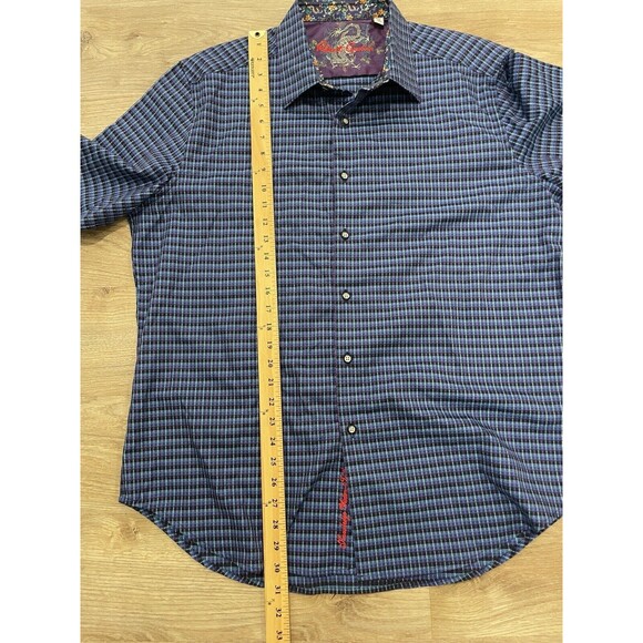 Robert Graham Japanese Dragon Sport Button Up Shirt Men’s XL Blue Purple Plaid - Picture 9 of 10